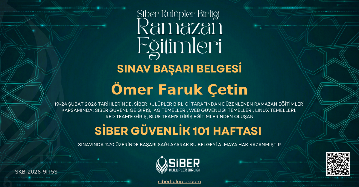 Ramazan Eğitimleri - Siber Güvenlik 101 Haftası Sınavı
