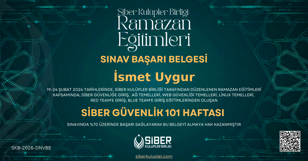 Ramazan Eğitimleri - Siber Güvenlik 101 Haftası Sınavı