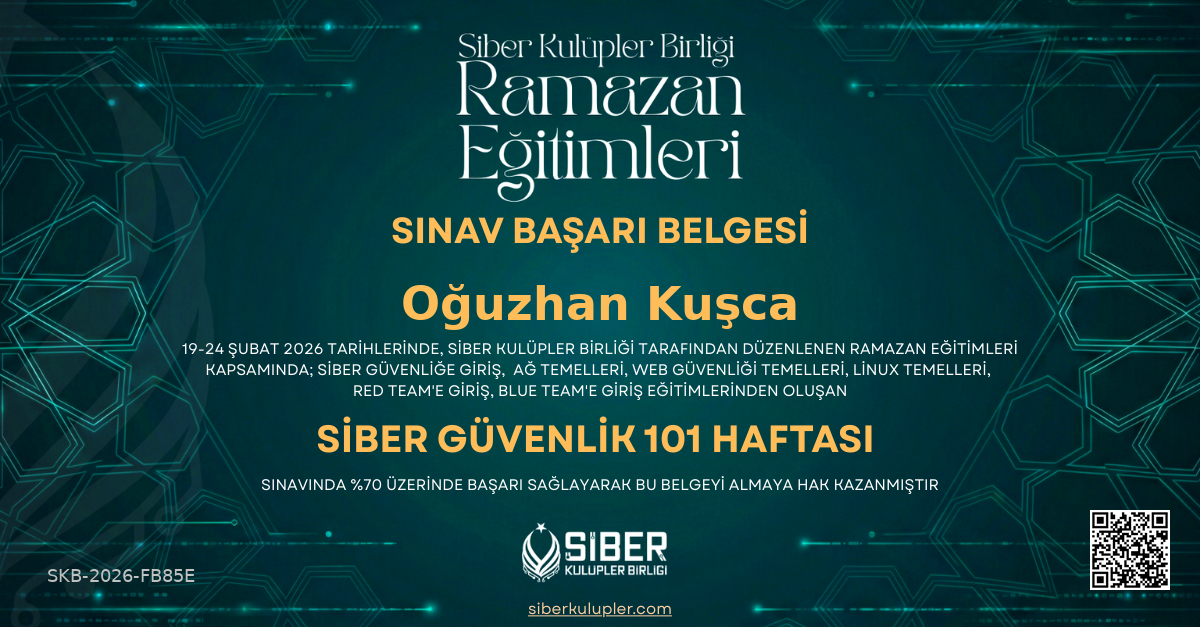 Ramazan Eğitimleri - Siber Güvenlik 101 Haftası Sınavı